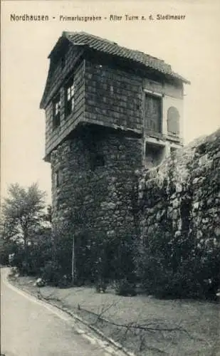 Ak Nordhausen am Harz,  Primariusgraben, Alter Turm an der Stadtmauer