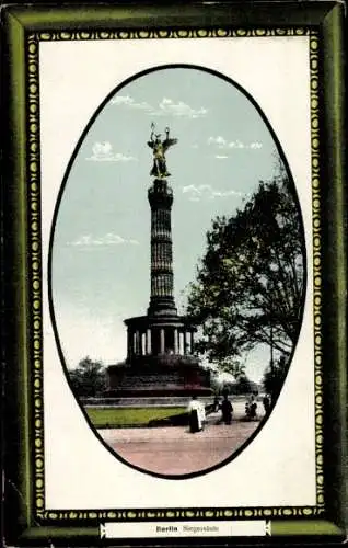 Passepartout Ak Berlin Tiergarten, Blick auf die Siegessäule, Straße