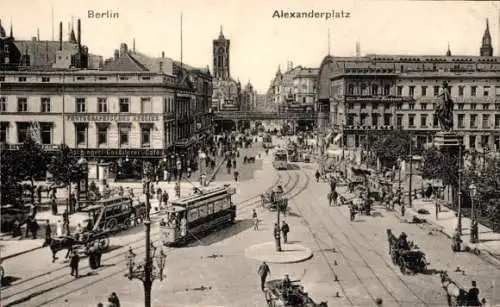 Ak Berlin Mitte, Alexanderplatz, Bahnhof, Photographisches Atelier, Straßenbahnen