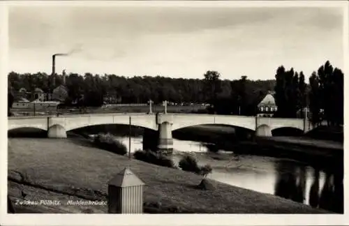 Ak Pölbitz Zwickau in Sachsen, Muldenbrücke