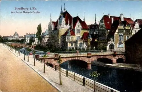 Ak Straßburg Bas Rhin, Am Lezay Marnesia Staden, Brücke