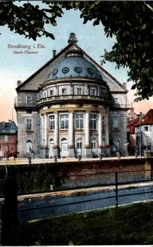 Ak Straßburg Elsaß Bas Rhin, Stadttheater, Wasserseite