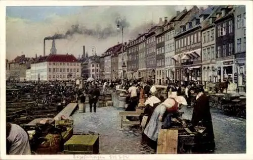 Ak København Kopenhagen Dänemark, Ved Gammelstrand, Markt, Hafen