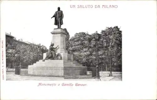 Ak Milano Mailand Lombardia, Monumento a Gamillo Gavour