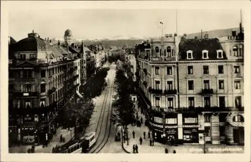 Ak Zürich Stadt Schweiz, Bahnhofstraße, Straßenbahn