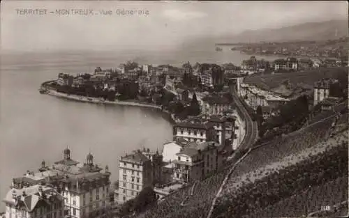 Ak Territet Montreux Kt. Waadt Schweiz, Vue générale de la Ville, Champs