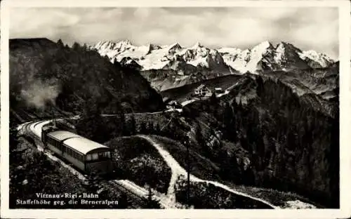 Ak Vitznau Kanton Luzern, Rigibahn, Bergpanorama, Staffelhöhe geg. die Berneralpen