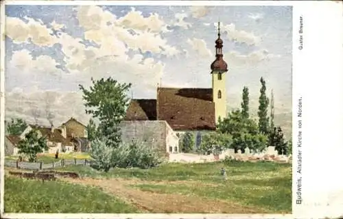 Künstler Ak Brauner, Gustav, Budweis České Budějovice Südböhmen Tschechien, Altstädter Kirche