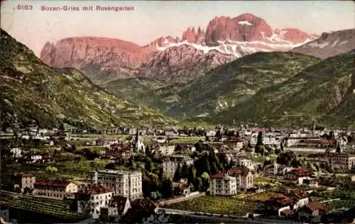 Ak Gries Bozen Bolzano Südtirol, Gesamtansicht, Rosengarten