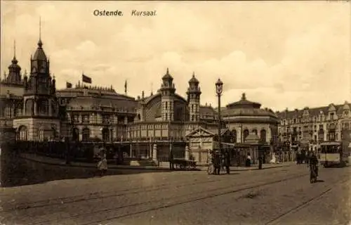 Ak Oostende Ostende Westflandern, Kursaal, Straßenbahn