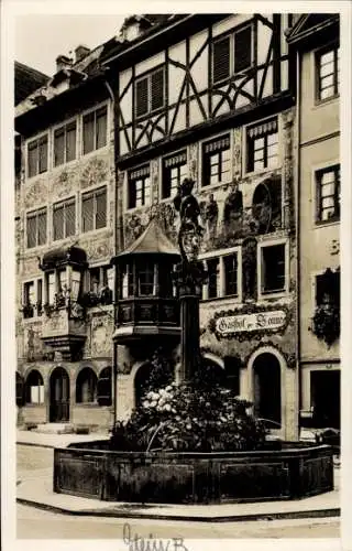 Ak Stein am Rhein Kanton Schaffhausen, Gasthof zur Sonne, Brunnen