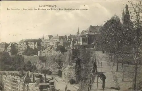 Ak Luxembourg Luxemburg, Gesamtansicht, Bockfelsen