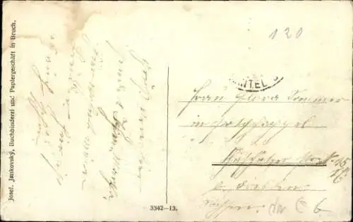 Ak Bruch Region Aussig, Häuserreihe, Straße