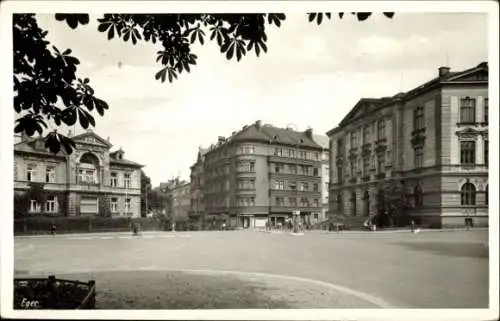 Ak Cheb Eger Reg. Karlsbad, Gebäude, Straßenkreuzung