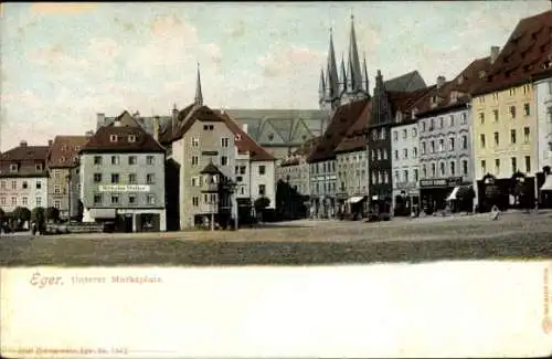 Ak Cheb Eger Region Karlsbad, Unterer Marktplatz