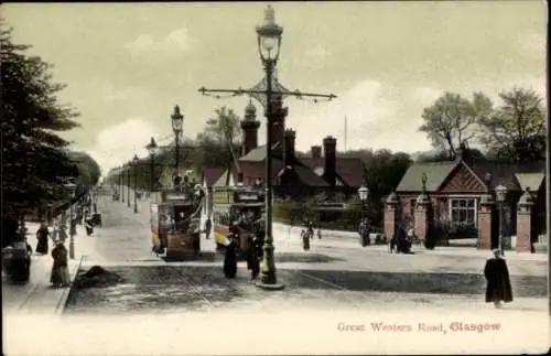 PC Glasgow Scotland, Great Western Road, Tramways