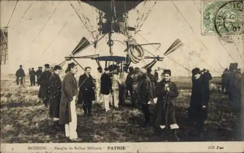 CPA Moisson, Nacelle du Ballon Militaire Patrie