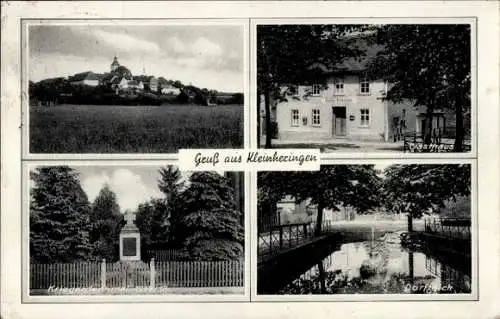 Ak Kleinheringen Naumburg an der Saale, Total, Gasthaus, Dorfteich, Kriegerehrenmal