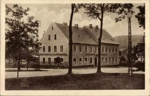 Ak Königswalde im Erzgebirge, Gasthaus zum Pöhlatal, ländliches Gebäude, umgeben von Bäumen