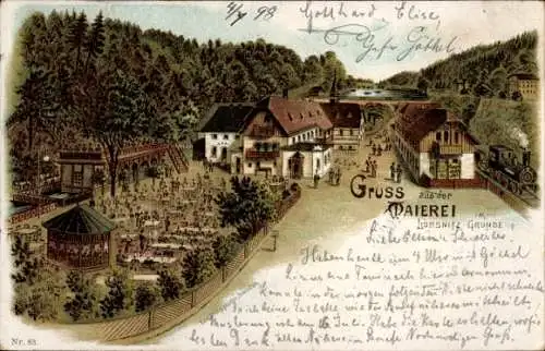 Litho Lössnitz Oberlößnitz Radebeul, Meierei, Gondelteich