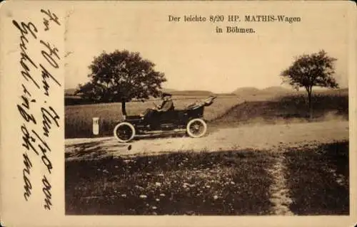 Ak Der leichte 8/20 HP. Mathis-Wagen im Böhmen