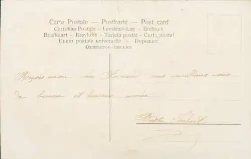 Stoff Ak Vogel mit Schubkarre, Stiefmütterchen