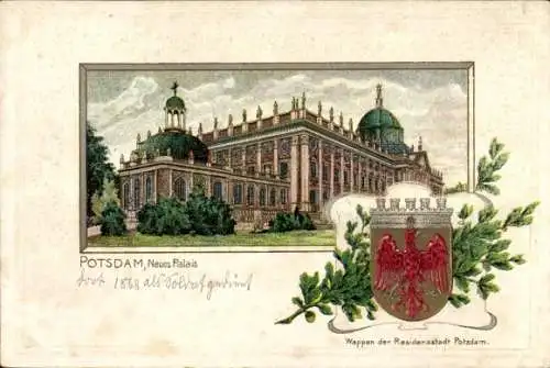 Präge Wappen Litho Potsdam, Neues Palais