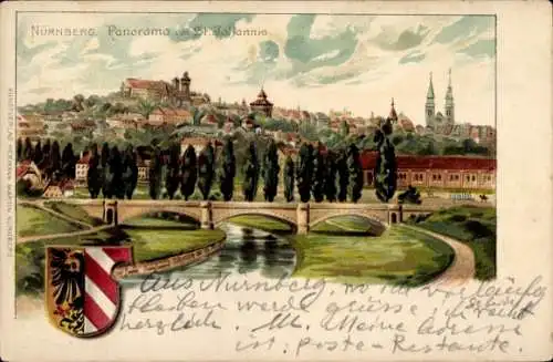 Präge Wappen Ak Nürnberg, Stadt mit Brücke, Wappen