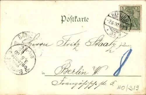 Präge Passepartout Ak Berlin Mitte, Pfingstgruß, Lutherdenkmmal, Klee, Schwalbe
