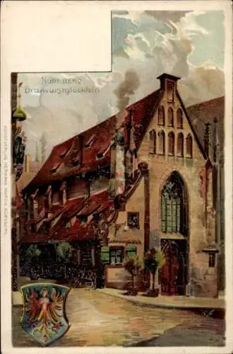 Präge Litho Nürnberg in Mittelfranken Bayern, Bratwurstglöcklein, Wappen