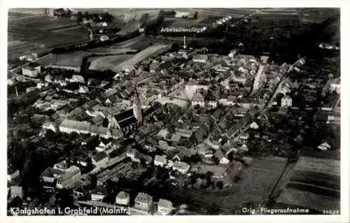 Ak Bad Königshofen im Grabfeld Unterfranken, Fliegeraufnahme