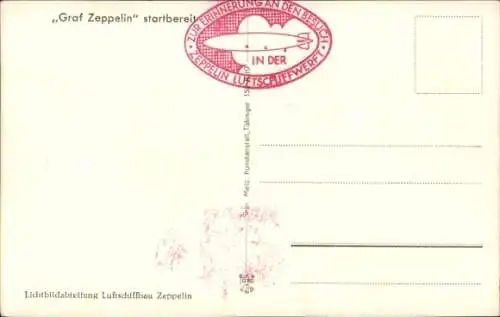 Ak Friedrichshafen am Bodensee, Graf Zeppelin in der Luftsschiffwerft, LZ 127, startbereit