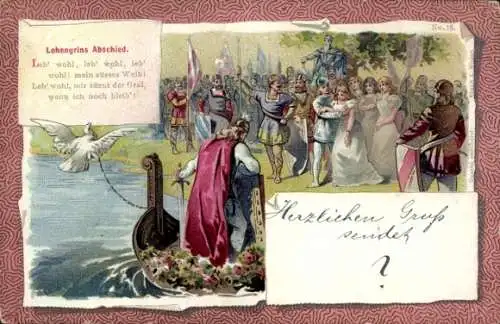 Passepartout Litho Lohengrin's Abschied, Leb' wohl, mein süsses Weib, Wagner