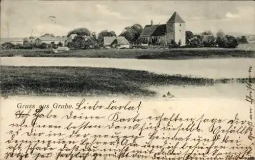 Ak Grube in Holstein, Teilansicht, Kirche