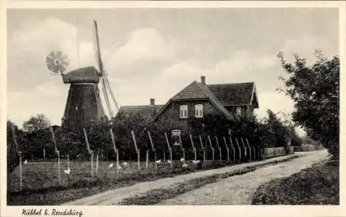 Ak Nübbel in Schleswig Holstein, Windmühle, Haus