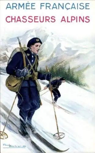 Künstler Ak Barbier, P., Alpenjäger der französischen Armee, Ski