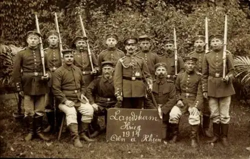 Foto Ak Gruppenbild eines Landsturm Bataillons, Krieg 1915, Köln