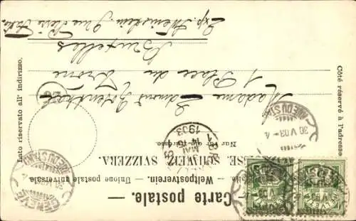 Passepartout Ak Lausanne Kanton Waadt, Teilansicht, Flagge