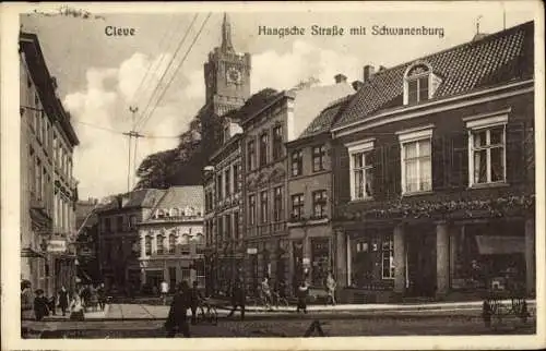 Ak Bad Cleve Kleve am Niederrhein, Haagsche Straße mit Schwanenburg