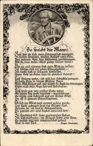 Ak Gedicht von Eugen Stangen, So spricht der Mann