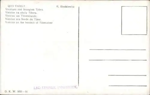 Ak Roman von Henryk Sienkiewicz Quo vadis?, Vinicius am Tiberstrande