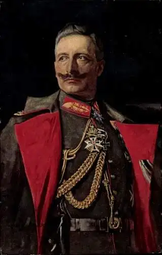 Ak Hainholz Hannover Niedersachsen, Porträt von Kaiser Wilhelm II. in Uniform, gemalt von Alfr...