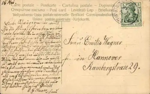 Passepartout Ak Frohe Pfingsten, Haus, Vergissmeinnicht