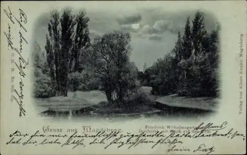 Ak Magdeburg an der Elbe, Inselteich mit Blick auf den Dom, Gruss aus Magdeburg