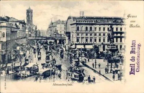 Ak Berlin Mitte, Alexanderplatz, Pferdewagen, Rathaus, Bahnhof