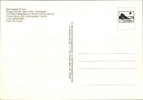 Ak Finow Eberswalde in der Mark, Fliegeraufnahme, Schule, Markt, Kirche, Finow Kanal