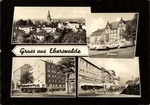 Ak Eberswalde, Ortsansicht, Rathaus, Eisenbahnstraße, Oberleitungsbus, Friedrich Ebert Straße