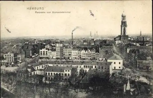 Ak Hamburg, Stadtpanorama vom Bismarckdenkmal