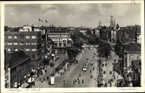 Ak Hamburg Mitte St. Pauli, Reeperbahn, Straßenbahn, Litfaßsäule