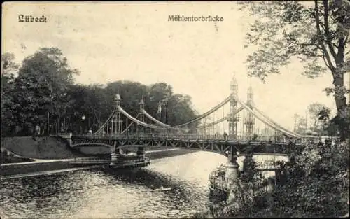 Ak Hansestadt Lübeck, Mühlentorbrücke, Lübeck